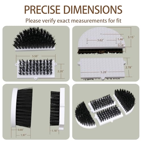 Heavy Duty Boot Scrubber Replacement Brushes Set with Solid Plastic Base - 4-in-1 Shoe Scraper Refill Kit (2 Side, 2 Bottom) & Screws - Custom Fit for Specific Models (Not Universal)