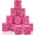 12 Roll 2 Inch x 5 Yards Heart Print Pet Vet Wrap for Dogs Cats, Cohesive Bandages in Bulk, Pink Non-Woven Self Adhesive Bandage Wrap Rolls for Pet Animals Wound Care, Ankle Sprain and Swelling
