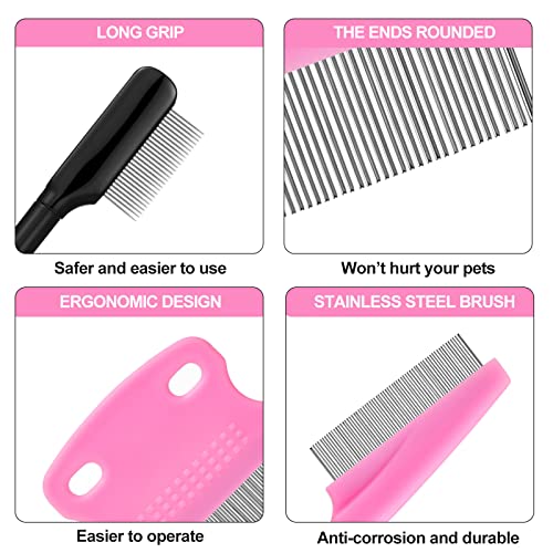 5 Pieces Dog Eye Combs Tear Stain Remover Combs Pet Grooming Comb for Small Dogs Gently Removing Eye Mucus and Crust (Pink, Black) - color: Pink, Black