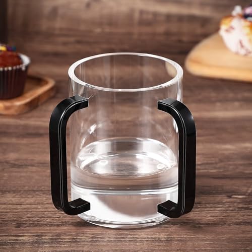 3 Pcs Judaica Hand Washing Cup 5 Inch Clear Acrylic Negel Vasser Jewish Ritual with Dual Black Handles for Netilat Yadayim and Holidays Gifts