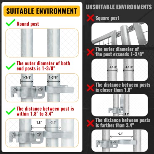 VIVIDA Chain Link Gate Latch 1-3/8", Fence Gate Fork Latch, 1 PCS | Galvanized Fence Gate Lock, For 1-3/8" OD Pipe, Chain Link Fence Parts, Bolts & Nuts Included - size: 1-3/8" x 1-3/8" (1 PCS)