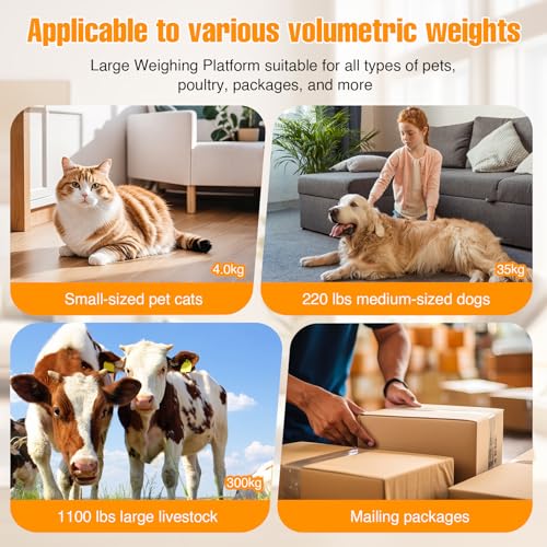 1100lb x 0.2lb Dog Weight Scale for Large Breed Precision Dog Scale | Precision Pet Scale, Livestock Weight Scale with Large Stainless Steel Platform 41” x 21”, Vet Scale for Dog, Sheep - size: 41" x 21"