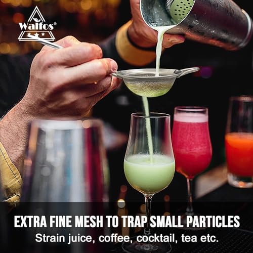 Walfos Extra Fine Mesh Strainer Set of 4-9.35", 6.95", 4.6", 2.7", Stainless Steel 30 Mesh Sieve with Sturdy Handle, Kitchen Food Strainers Sifters for Quinoa, Pasta, Fruits, Vegetables, Rice, Tea - style: 4pcs (2.7", 4.6", 6.95", 9.35") Strainers