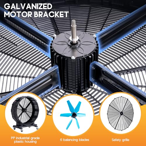 Albott 42 Inch Industrial Drum Fan, 17,660 CFM High Velocity Floor Fan | 750W Heavy Duty Plastic Blower with Wheels and 3 Speeds for Garage, Workshop, Warehouse, Factory, and Basement - size: 42 Inch
