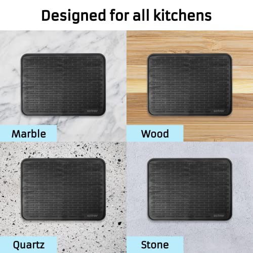 HOTPOP XXL 24"x18" Large Black Dish Silicone Drying Mat and Trivet - Dishwasher Safe, Heat Resistant, Eco-conscious - Rubber Dish Drying Mat, Silicone Dish Mat for Kitchen Counter (24x18 Inches) - style: (24"x18"), Black