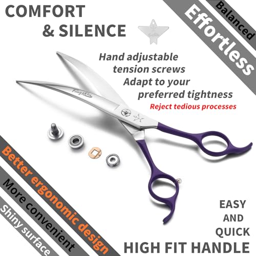 High-end Professional Dog Grooming Curved Scissors Pet Curved Shears 8 Inches Extremely Very Sharp Made Of Stainless Steel Alloy By Hand For Dog Cat Groomer - color: 8inch Curved Shears