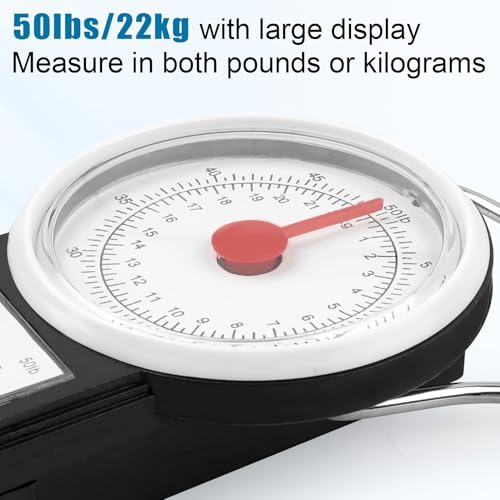 Mechanical Hanging Scale Multi-Purpose Luggage Scale Fishing Scale | Portable Spring Dial Fish Weight Scale with Tape Measure, for Fishing Kitchen Farms