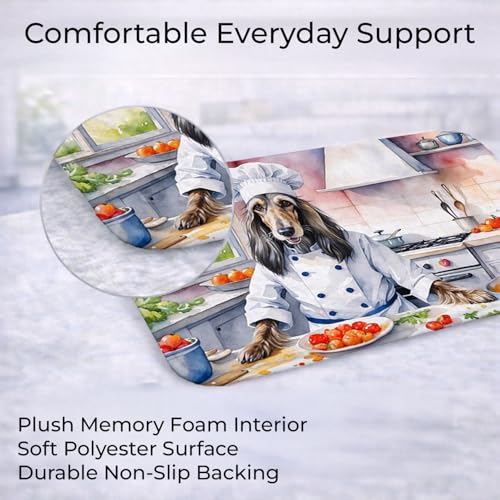 Caroline's Treasures Afghan Hound The Chef Memory Foam Kitchen Mat Machine Washable Anti-Fatigue Mat Cushion Comfort Bath Mat or Kitchen Rug - color: Afghan Hound 6180