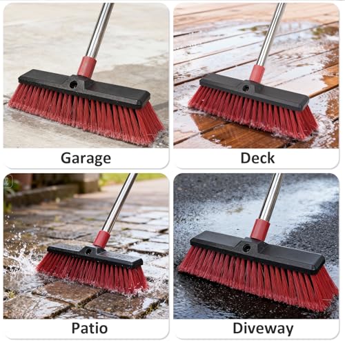 18”Push Broom with 70” Long Handle Heavy Duty Outdoor Broom for Cleaning Shop Garage Driveway Patio Deck Concrete Floor Sweeping - size: 18inch