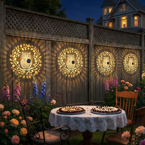 Gardsee Solar Fence Lights Outdoor 2 Pack Deck Step Wall Lights Butterfly Metal Waterproof LED Warm Yellow Light for Garden Post Patio Backyard Yard Decor (Black 7) - style: black 7