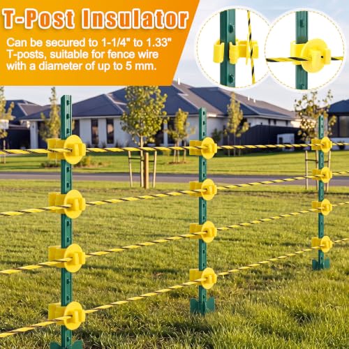 Zonon 24 Pcs Electric Fence Kit Include 656 ft Electric Fence Polywire and Fences Voltage Tester and T-Post Insulatorand 4ft Ground Rod with Attached Wire Clamp for Electrical Fences Farms