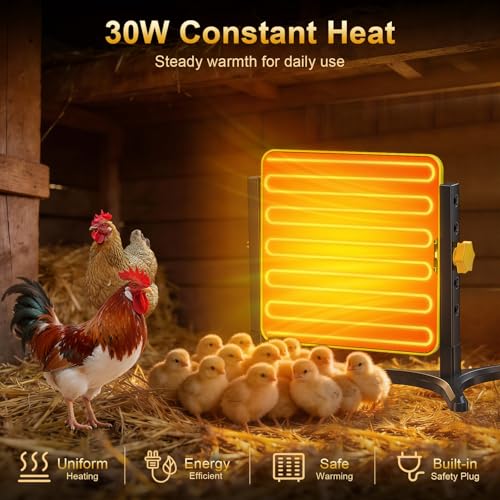 Brooder Plate for Chicks, 50–158℉ Chick Heat Plate with Smart Thermostat, UL Certified Radiant Heating Panel Brooder Heater, 5 Adjustable Heights & 360° Angle for Poultry Brooding & Chicken Coop Use - color: Elegant Yellow