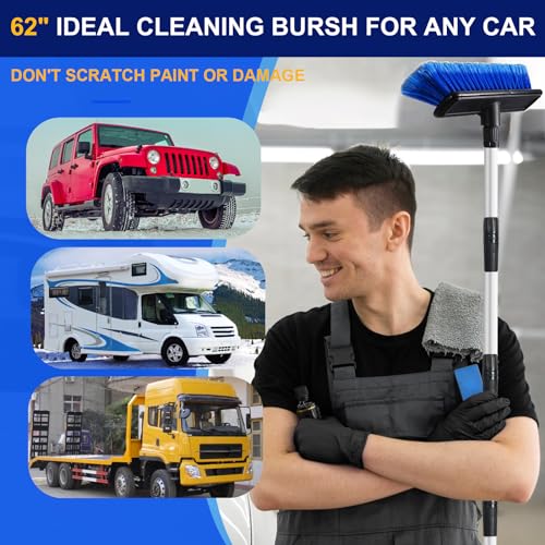 EVERRUSH 62" Car Wash Brush Mop with Long Handle Soft Bristle Scrub Car Washing