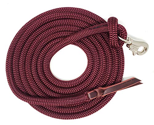 Double Braid Lead Rope with Eye Splice Loop, 12-14FT Lengths (Burgundy, 14 ft.) - color: Burgundy, size: 14 ft.