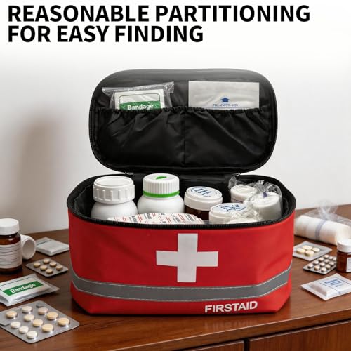 2 PCS Empty First Aid Bag, Portable Medical Bag Organizer for Home, Travel, Car, Camping, Hiking & Outdoor Emergencies, Emergency Medicine Pouch(Bag Only)
