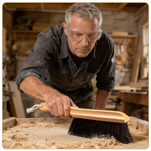 BFWood Horse Hair Hand Broom, Fireplace Dust Brush for Home Cleaning | BFWood Woodworking Bench Cleaning Brush, Hand Broom for Shop Furniture Carpet Car Wash Sweeping Workspace Upholstery