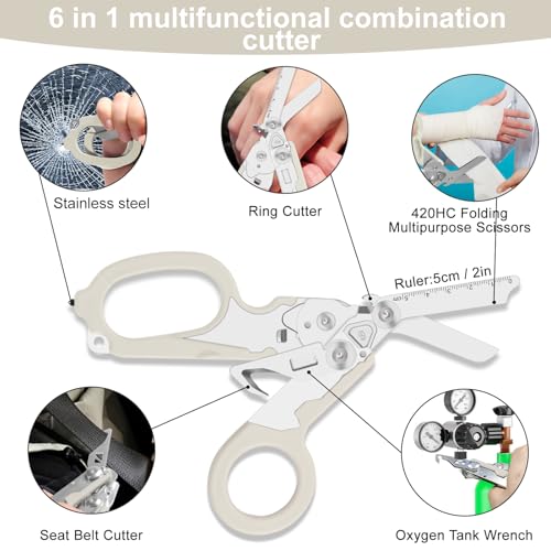 6-in-1 Heavy-Duty Emergency trauma shears (Silver) - color: Silver