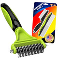 3PCS Pet Grooming Rake & Metal Comb & Flea Comb for Cats and Dogs, Double-Sided Dematting Tool, Extra-Wide Deshedding Dog Brush for Long Hair to Effectively Remove Tangles, Knots and Mats (Green) - color: C-Green