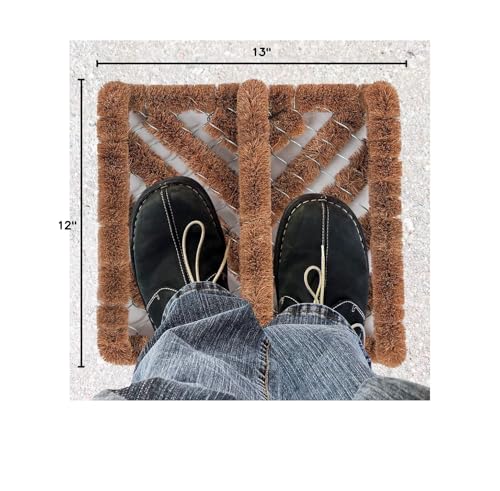 NINAMAR Natural Coir Boot Scraper Door Mat - 13 x 12 inch - 2 Pack - color: 2 Pack