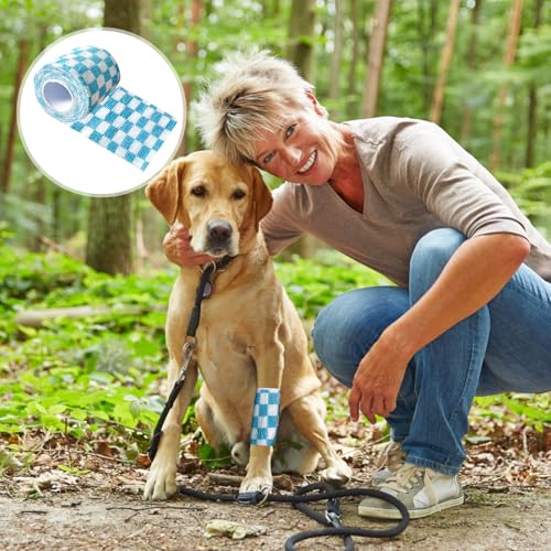 6 Pack 2 Inch x 5 Yards Checkered and Heart Print Pet Vet Wrap for Dogs, Cats, Horses, Non-Woven Self-Adhesive Cohesive Bandage Rolls for Wound Care, Ankle Sprains, Swelling, First Aid Protection - color: Checkered and Heart Print