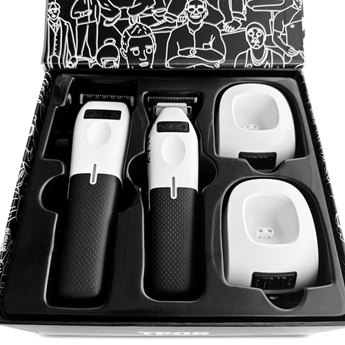 TPOB Play Barber Hair Clippers & Trimmer for Men 7500 RPM with Rubber Grips (White 2 Set) - color: White 2 Set