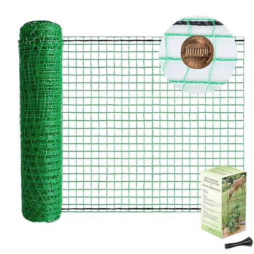 POYEE Deer Fence Netting 7x100ft Plastic Mesh Netting for Garden Protection | Temporary Fence Animal Barrier for Plants, Fruit Trees, Vegetables Against Deer, Birds, Chicken, Squirrels, Rabbits, Green - color: Green, size: 7x100ft