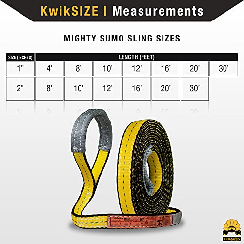 KwikSafety - Charlotte, NC - Mighty Sumo 1”x 16’ Poly Web Sling Lifting Strap Construction ASME OSHA / 3200lbs Vertical 2550lbs Choker 6400lbs Basket/Rigging Moving Towing Hoisting Gear - size: 1"x16' | 3200 lbs