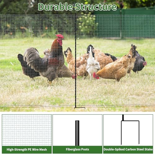 Non Electric Fence Netting, 40in x 100ft Nylon Portable Movable Livestock Nets Mesh for Chickens,Goats, Sheep, Dog, All-Purpose Fencing for Backyard Homesteader Farm Ranche - size: 40in x 100ft