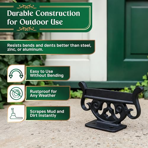 Renovators Supply 6 in Black Wrought Iron Floor Mount Boot Scraper | Durable wrought iron construction • Secure floor mounting • Removes dirt and mud from footwear