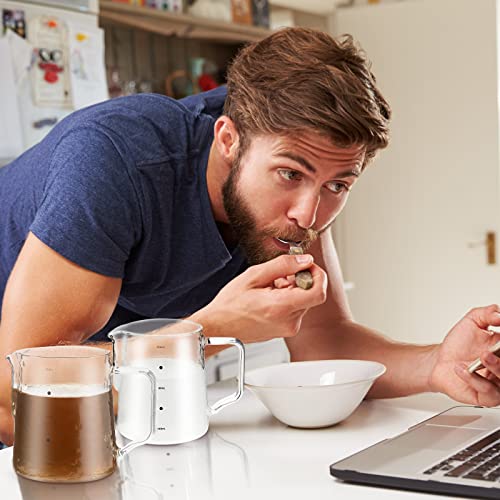 Leinuosen 2 Pcs 550ml Small Glass Milk Pitcher Creamer Pitcher Glass Tea Coffee Creamer Creative Measuring Frother Cup Jug