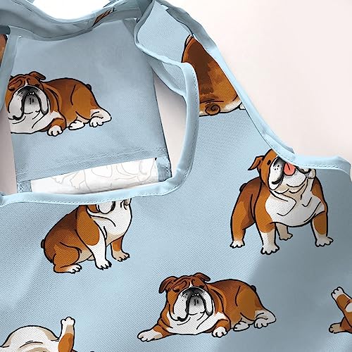 WIRESTER Reusable Grocery Tote Bag for Women, Foldable Shopping Bag, Cute Shoulder Bag, Beach Bag - color: English Bulldog Funny Playful Postures