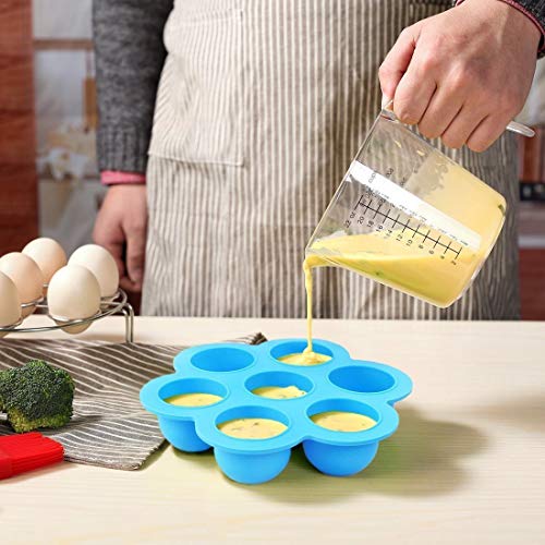2 Pack Silicone Egg Bites Mold for Instant Pot Accessories - Fits Instant Pot 5,6,8 qt Pressure Cooker Baby Food Freezer Tray with Lid Reusable Storage Container, Pink/blue