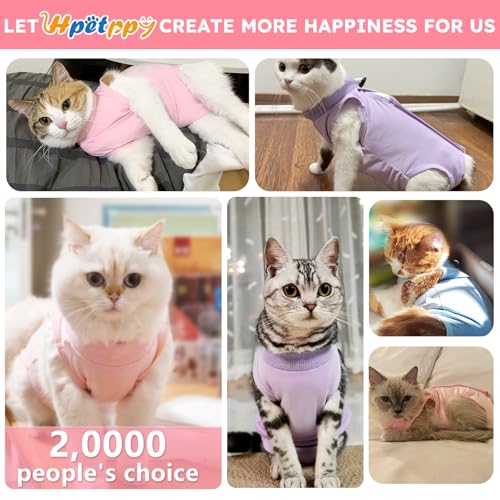 Hpetppy Cat Recovery Suit, Breathable Cat Surgery Recovery Suit Female, Cat Onesie for Cats After Surgery Spay Surgical Abdominal Wound Skin Diseases Cone of Shame Alternative (Pink,S) - color: Pink, size: Small