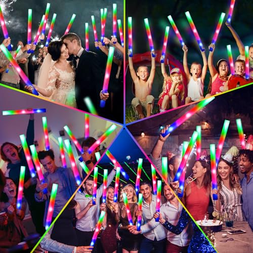 217 PCS Glow Sticks Bulk Party Pack, Foam Glow Sticks, Glow In The Dark Party Supplies, Foam Light up Sticks with 3 Modes Colorful Flashing, Foam Glow Sticks Bulk for Wedding, Party, Birthday, Raves