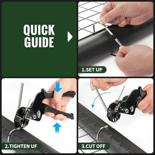 Stainless Steel Zip Tie Gun Kit with Industrial Scissors - Heavy Duty Metal Zip Ties Tensioner & Cutter Tool for Electrical, Used to Repair Outdoor Fences, Pipes, Chain Links, Garden Farm