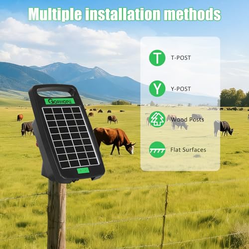 5 Miles Solar Electric Fence Charger,0.11J Powered 24-Hour Protection | Solar Electric Fence with Tempered Glass Solar Panel,14-Day Continuous Protection Without Sunlight,for Livestock Protection - style: GOR11 (5M0.11J)