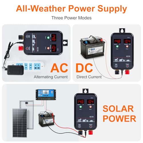 5 miles Electric Fence Charger,10kV 1J DC AC Electric Fence Energizer with LED Indicator,Powerful Plug-in Portable Electric Fence Kit for Livestock,Prevent Wild Animals Intrusion for Livestock Poultry