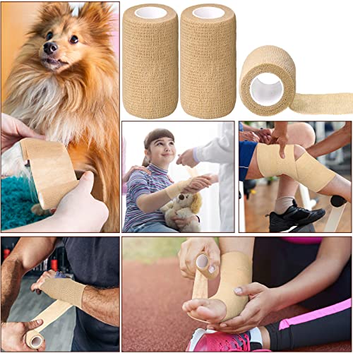 Treela 36 Pcs Self Adherent Bandage 4" X 5 Yard Wrap Breathable | Cohesive Bandage Elastic Adhesive Tape for Stretch Athletic Sports Wrist Ankle - color: Nude, size: 4" X 5 Yard
