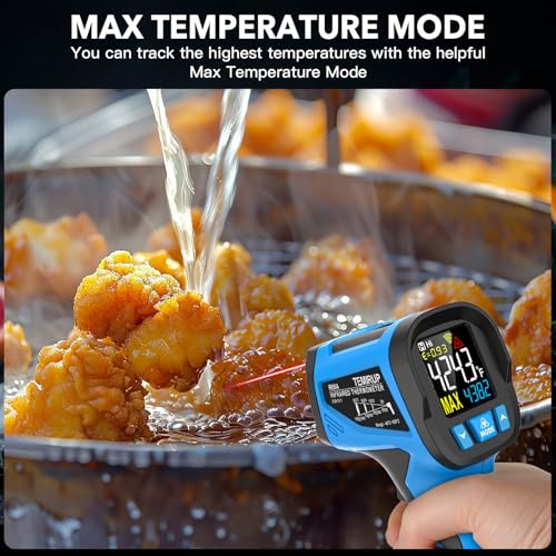 Infrared Thermometer Temperature Gun - TEMIRUP Non-Contact Digital Laser Thermometer Temp Gun with Thermocouple Probe for Industrial, Cooking, Griddle, Engine, HVAC, Adjustable Emissivity,-40℉~1202℉ - color: Blue, size: R06A -40℉~1202℉(-40℃~650℃)