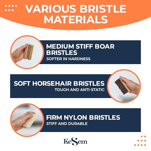 3 Small Shoe Cleaning Brush Set, Boots Sneaker Shoes Cleaner with Nylon, Boar and Horsehair Bristles, Suede Brush Polish Cleaning Brush for Leather, Canvas, Textile, Bags and More