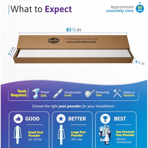 WamBam 6ft White Vinyl Finishing Post | No Dig, Steel Pipe Anchor, for Cambridge Fence, BL19112 - color: 6ft Tall Finishing Post