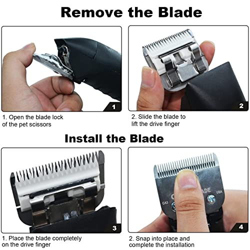 4PACK Dog Grooming Clipper Replacement Blades Compatible with Andis Pet Clipper/Oster A5/Wahl KM Series Dog Clipper,Ceramic Blade & Stainless Steel Blade (#3FC+4FC+5FC+7FC) | For Oster A5/Wahl KM Series Dog Clipper ,Ceramic Blade & Stainless Steel Blade ,
