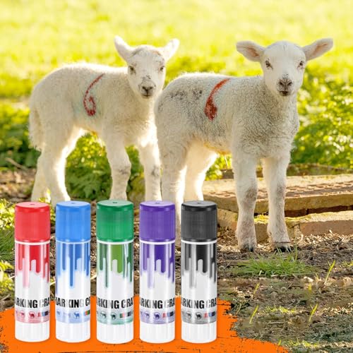 M METERXITY 5-Pack Livestock Marker, 11.6 Cm/4.6 Inches Medium Animal Crayons for Pig/Cattle/Cow/Sheep Supplies, Farming Livestock Marking Crayons [Red/Blue/Green/Purple/Black] - color: Red/Blue/Green/Purple/Black