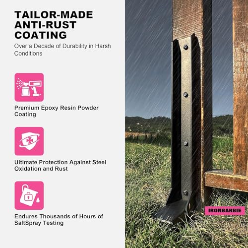 IRONBABE 33.62" Fence Post Repair Kit, Fix Leaning 4x4/6x6 Wood Post, 2Pack | Anchor Ground Stakes, Thickened 11-Gauge, Heavier at 5.47lb, One-Piece, Easy Installation, Heavy Duty Post Support, For Yard - size: AS1-2Pack 35.18x7.06x3.18"