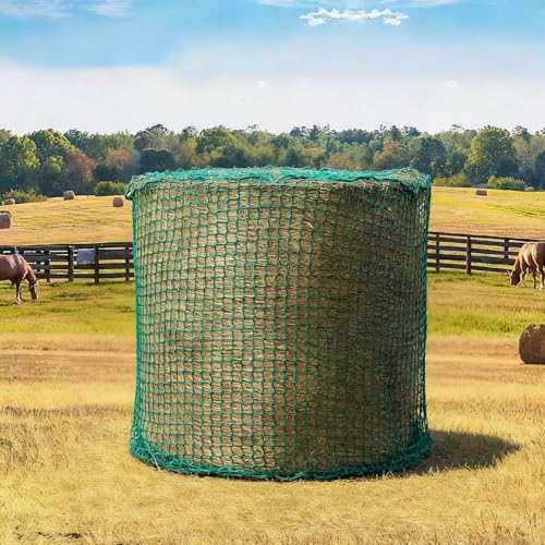 6x6 ft Round Bale Hay Net - Large Slow Feeder for Horses & Livestock, Knotless Design Slow Feeder Hay Nets, Fits 4x4ft 5x5ft 6x6ft Round & 3x3x8ft 4x4x8ft 5x5x8ft Square Bales (Green-Round) - color: Green-Round