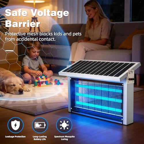 Heavy-Duty Large Solar Bug Zapper Outdoor for 1/2 Acre with 40W Solar Panel | Aluminum Rechargeable Solar Zapper with High Powered, Waterproof Solar Bug Zapper for Patio Garden Backyard Farm Large Places - color: 37W for 1/2 Acre