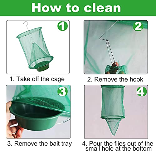 6 Pack Ranch Fly Trap, 2026 New Hanging Fly Catcher, The Most Effective Trap Ever Made with Pots, Cage Catcher for Indoor and Outdoor, Family Farms, Park, Restaurants, Green