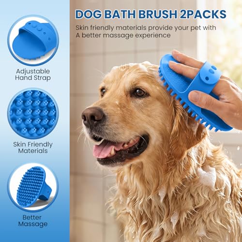 Double-Sided Pet Grooming Rake - 4-in-1 Professional Pet Grooming Kit Deshedding Dematting Tool for Dogs Cats Extra-Wide Grooming Brush & Deshedder Comb for Long & Short Haired Pets (Blue Kit 4PCS) - color: Blue