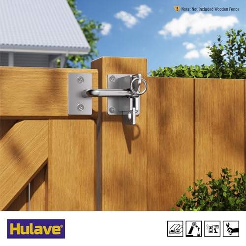 Hulave 304 Stainless Steel Fence Gate Latch, Self-Locking Gravity Gate Latch, Heavy Duty Privacy Gate Latch for Wooden Fence, Metal Gate & Vinyl Fence Gate Hardware (Silver) - color: Silver