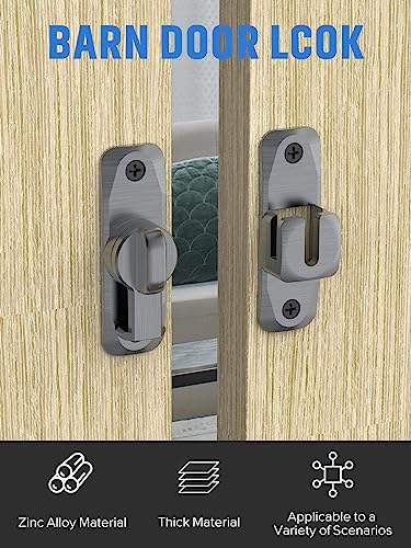 90/180 Degree Flip Barn Door Lock, Sliding Door Latch, Grey-2PCS | Protect Privacy - Security Lock, Small Gate Latches Hardware for Barn, Garden, Bathroom, Cabinet, Window - color: Grey-2PCS